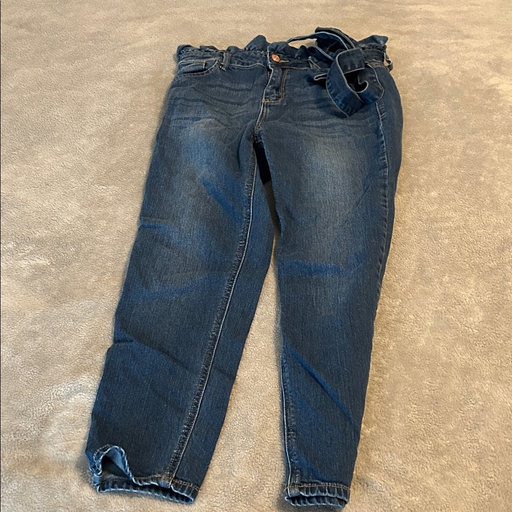 Cello Dark Blue Skinny  Paper Bag Waist